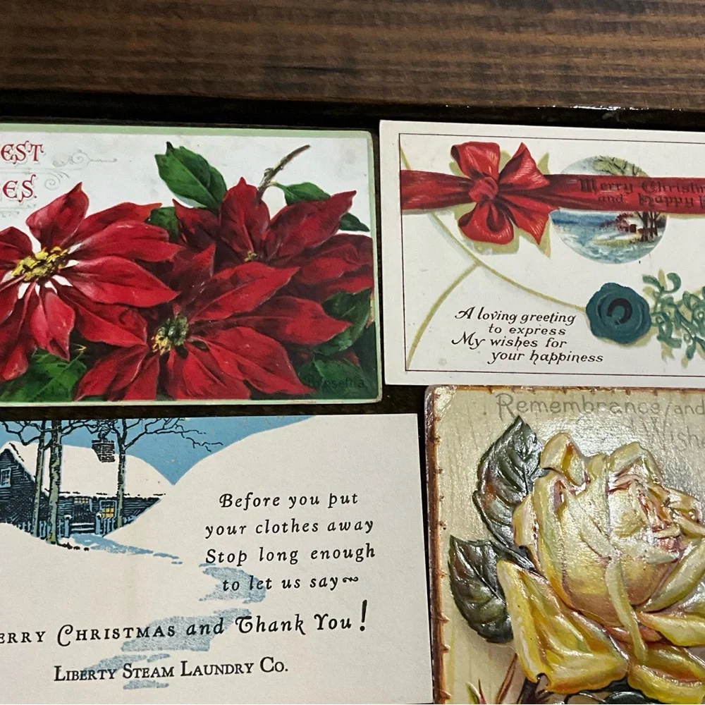 Antique Lot of 9 Christmas Best Wishes Postcards Flowers Angels